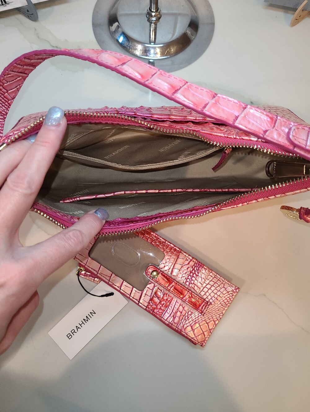 Brahmin Esme In Cupid Ombre Pristine & NWT matching Credit Card Wallet - Picture 9 of 13